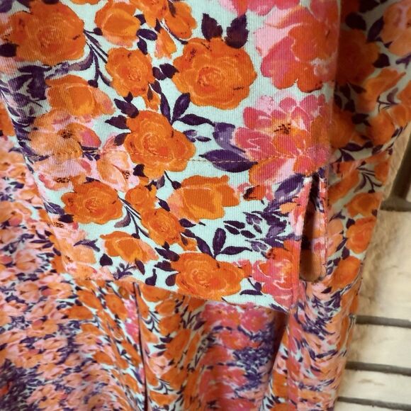 Isaac Mizrahi Live XL Floral Button Front Blouse Long Sleeve Cotton Spandex Top - Picture 2 of 8